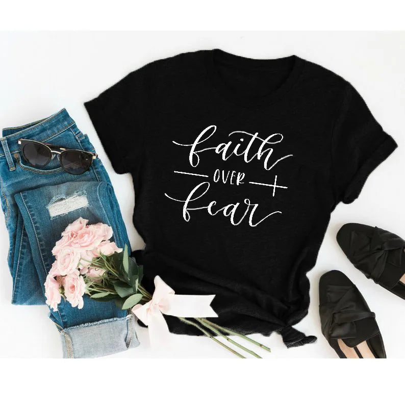 Faith Over Fear Tee: Inspirational Christian Women's T-Shirt