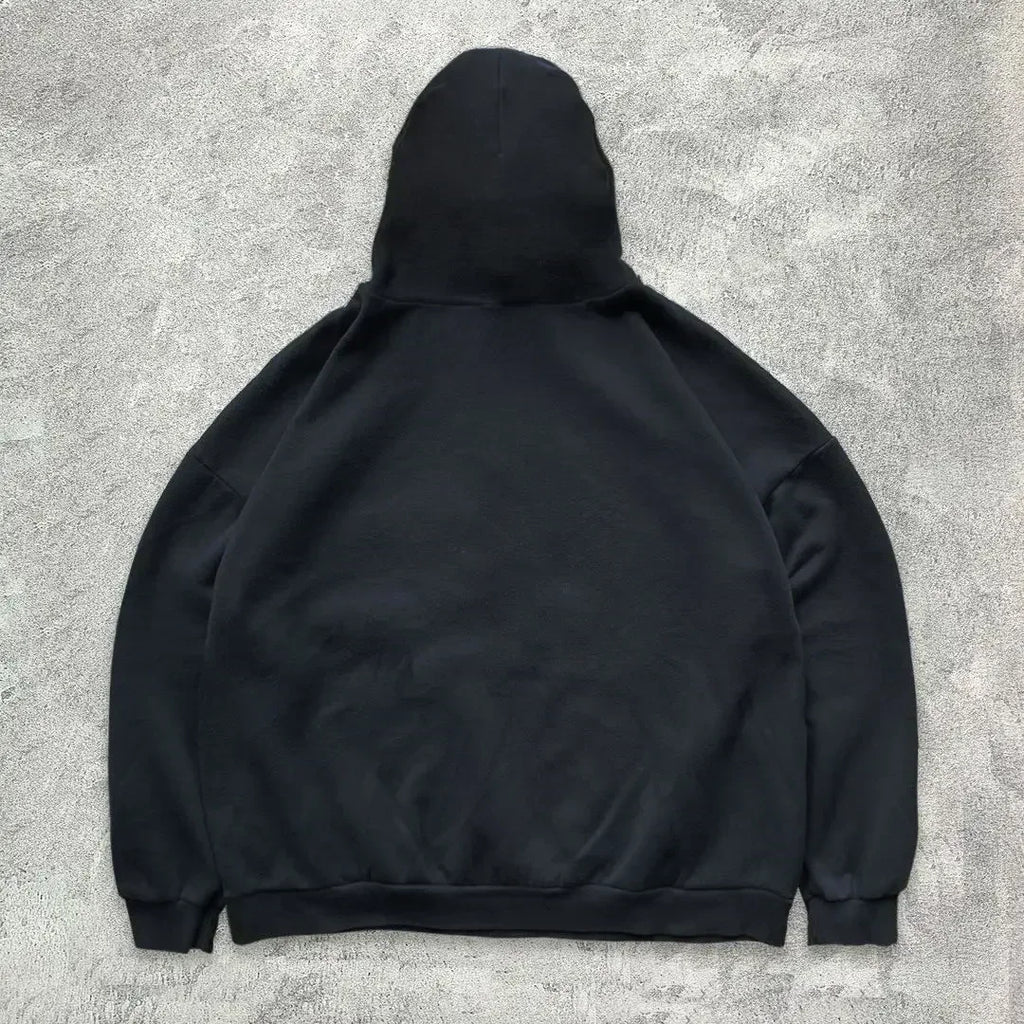 Faith Over Fear Hoodie - Women's Pullover in black shown from the back, highlighting the hood and relaxed fit for everyday comfort.