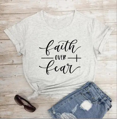 Faith Over Fear Tee: Inspirational Christian Women's T-Shirt